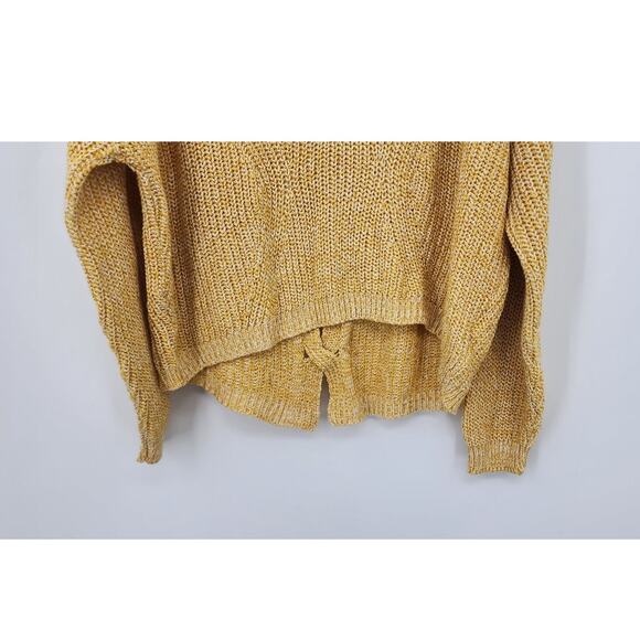 New NWT Express Knit Sweater Size Medium‎ Yellow White Open Back Loops - Picture 5 of 7